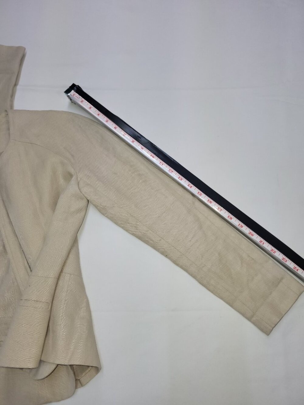 Saudra Angelucci Beige Open Front Blazer Jacket size 36 - Picture 7 of 9